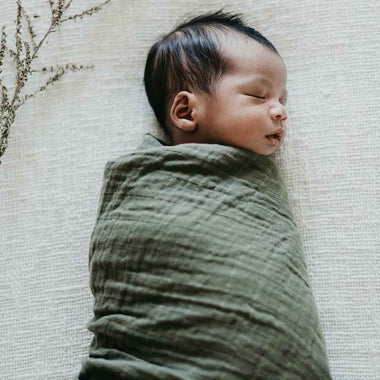 Dusty Olive Organic Muslin Wrap-Snuggle Hunny