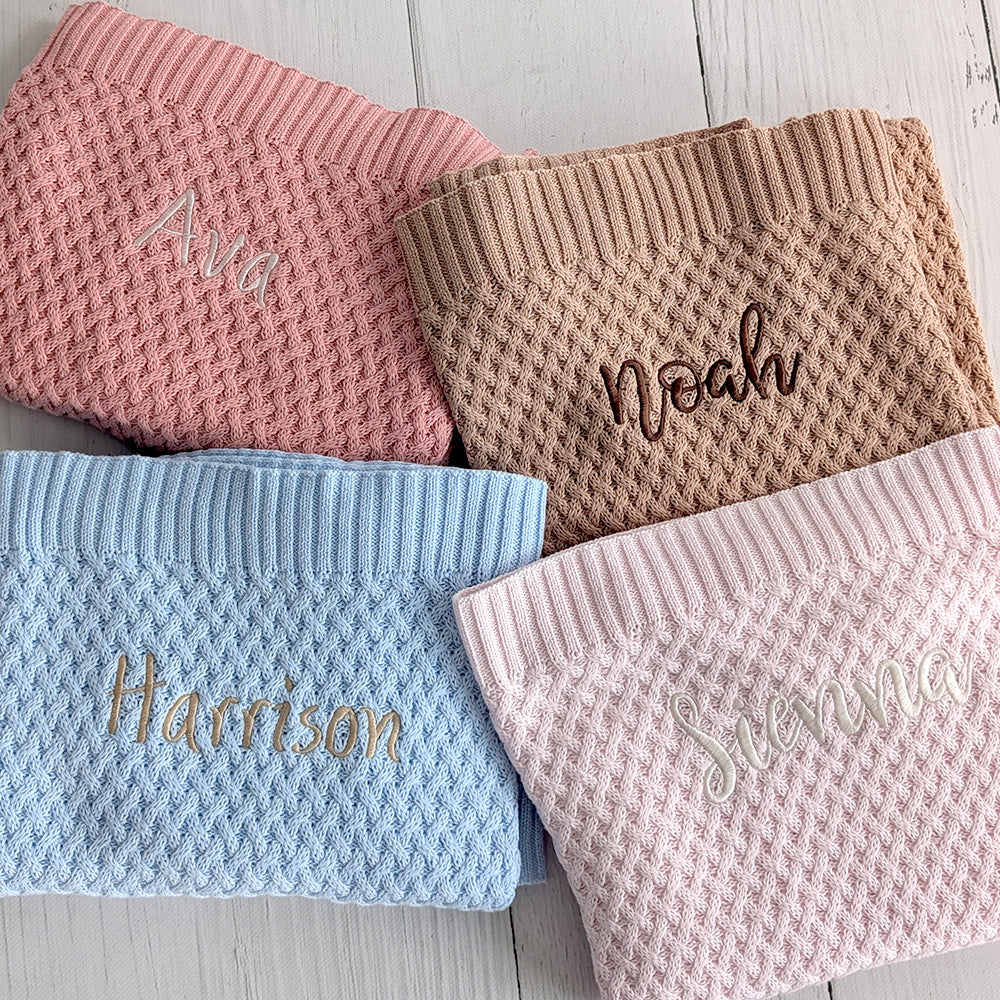 Hazelnut Diamond Knit Organic Baby Blanket - View 10
