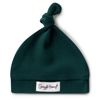 Emerald Ribbed Organic Knotted Beanie | Snuggle Hunny