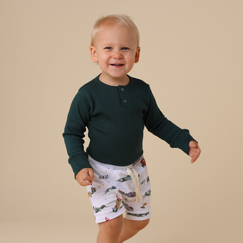 Emerald Long Sleeve Organic Bodysuit - View 13