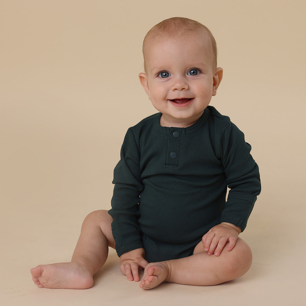 Emerald Long Sleeve Organic Bodysuit - View 8