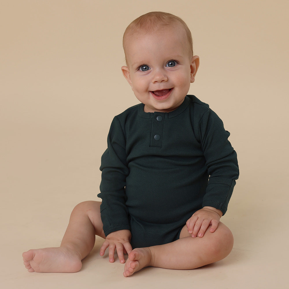 Emerald Long Sleeve Organic Bodysuit - View 3