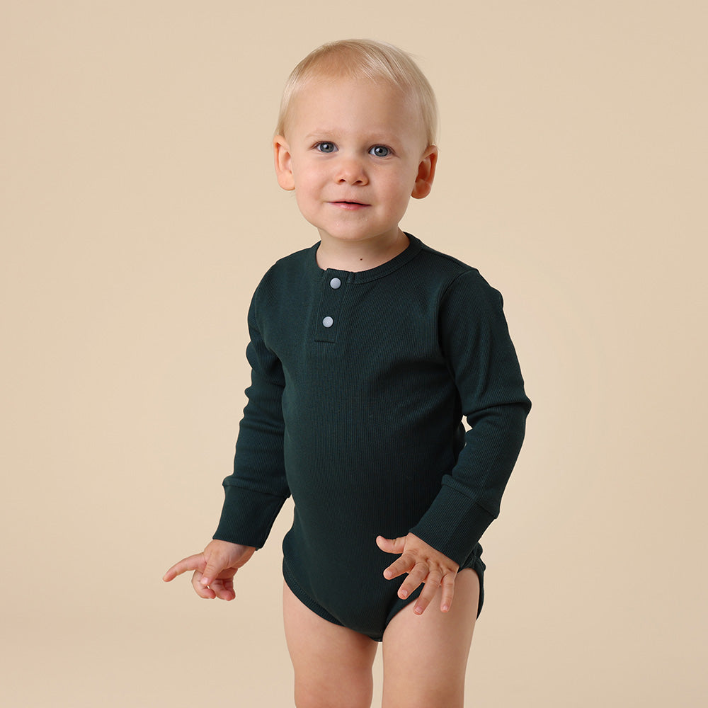 Emerald Long Sleeve Organic Bodysuit - View 4