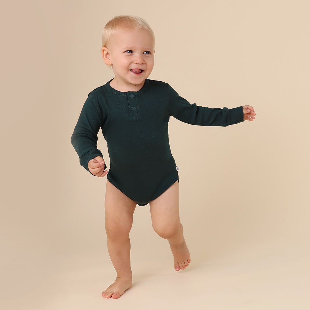 Emerald Long Sleeve Organic Bodysuit - View 9