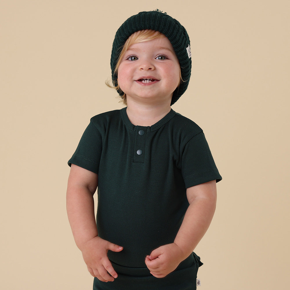 Emerald Short Sleeve Organic Bodysuit - View 1
