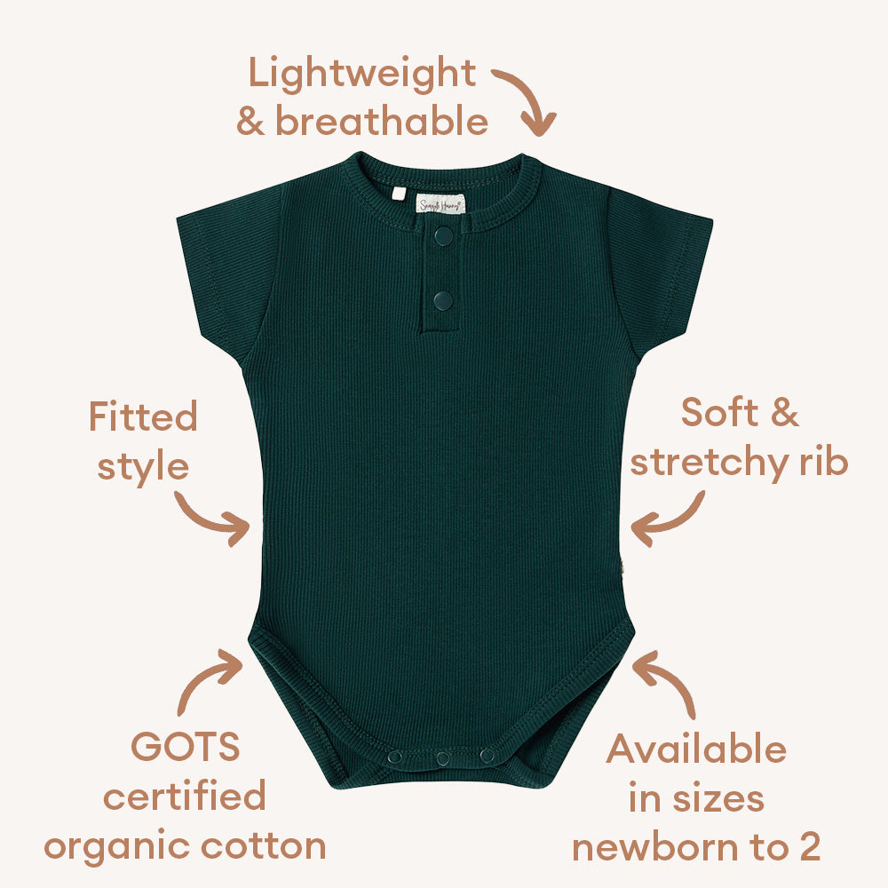 Emerald Short Sleeve Organic Bodysuit - View 6