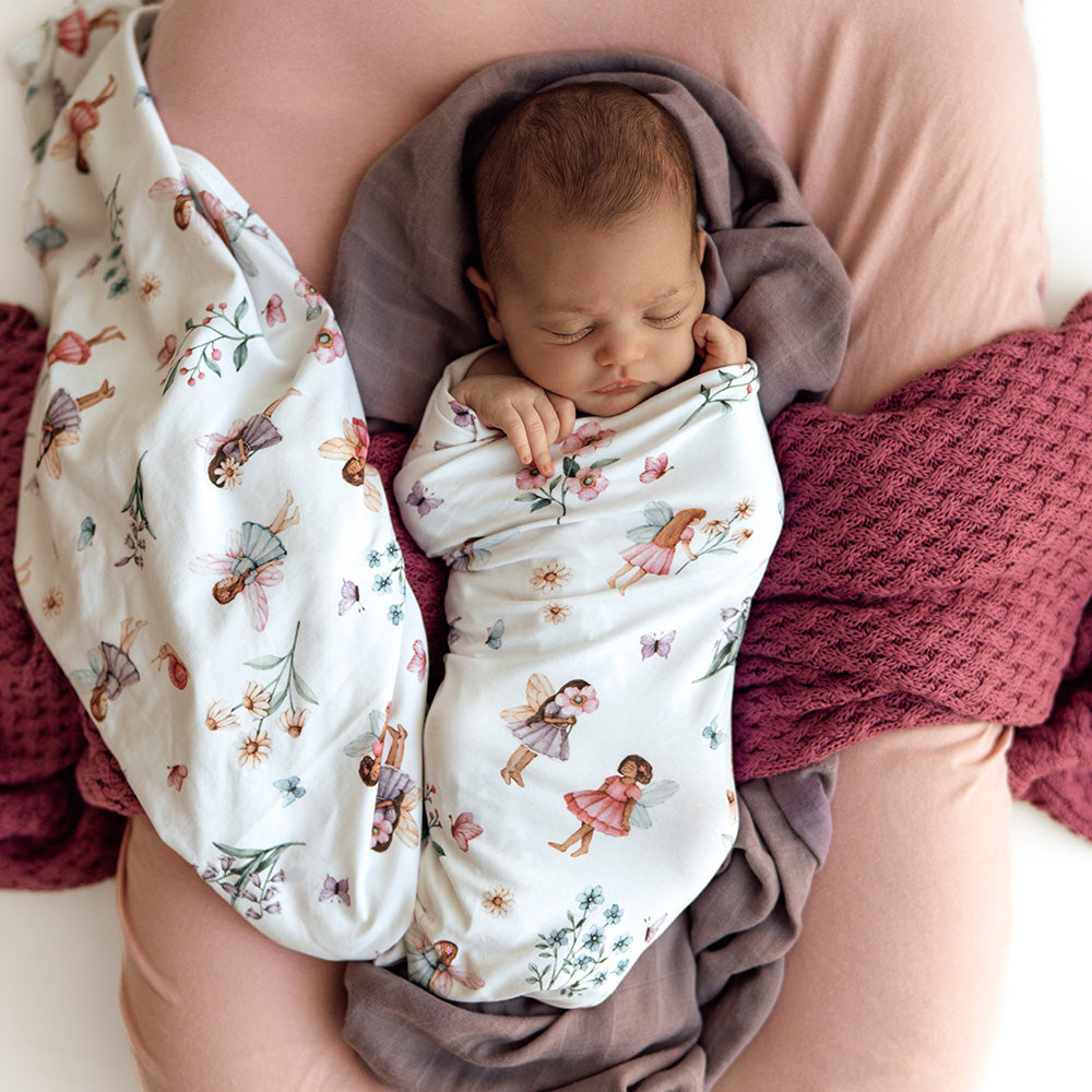 Fairy Garden Organic Jersey Wrap & Topknot Set - View 8