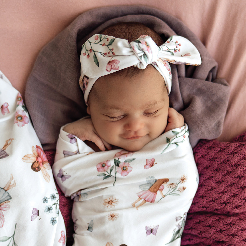 Fairy Garden Organic Jersey Wrap & Topknot Set - View 5