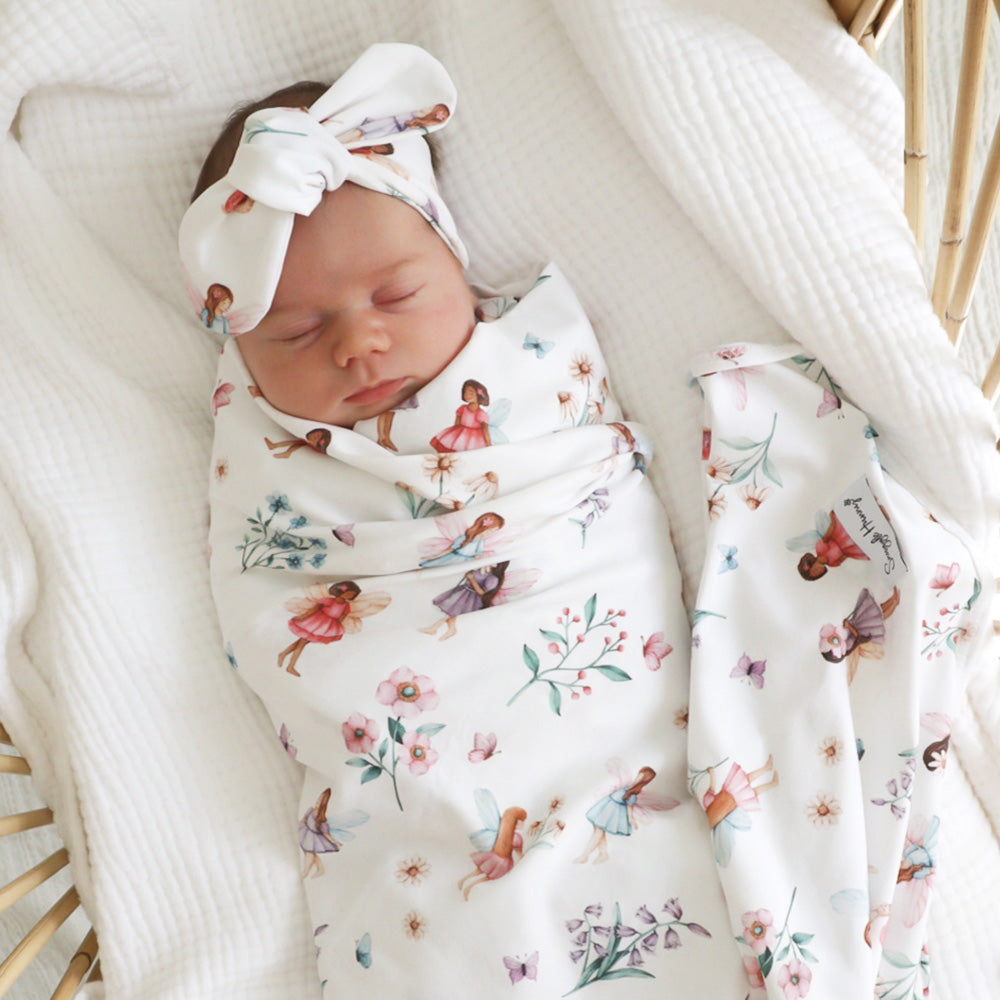 Fairy Garden Organic Jersey Wrap & Topknot Set - View 6