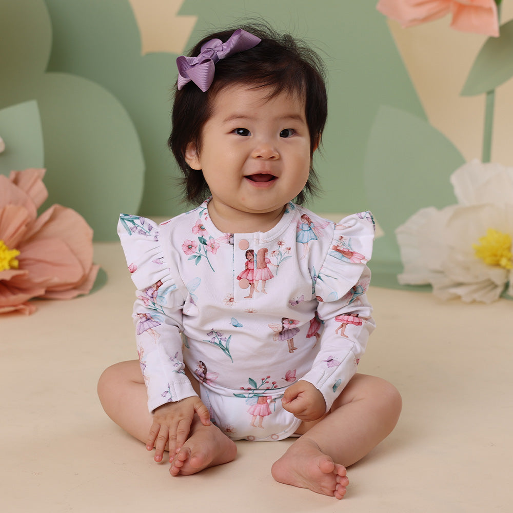Fairy Garden Long Sleeve Organic Bodysuit with Frill - View 11
