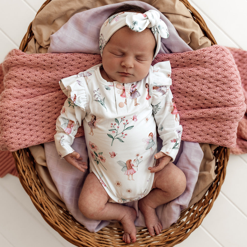 Fairy Garden Long Sleeve Organic Bodysuit with Frill - View 3