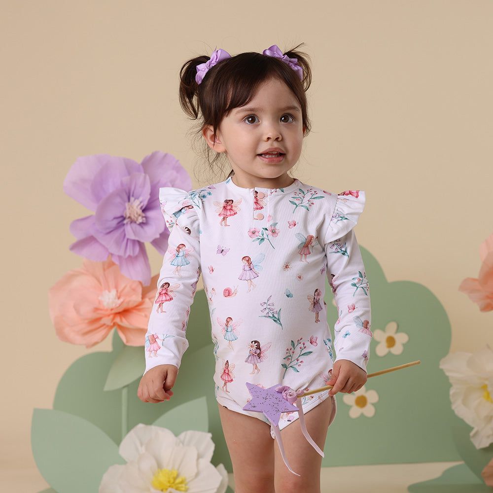 Fairy Garden Long Sleeve Organic Bodysuit with Frill - View 16