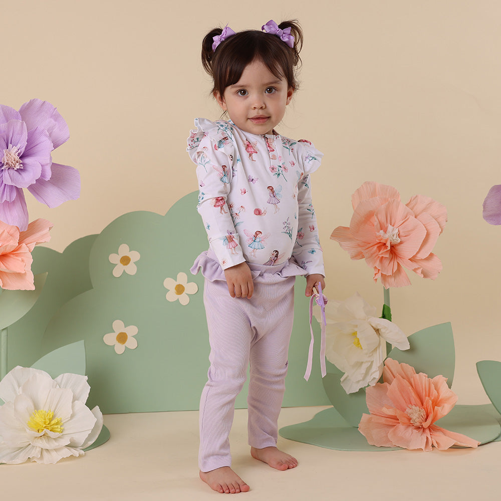 Fairy Garden Long Sleeve Organic Bodysuit with Frill - View 12