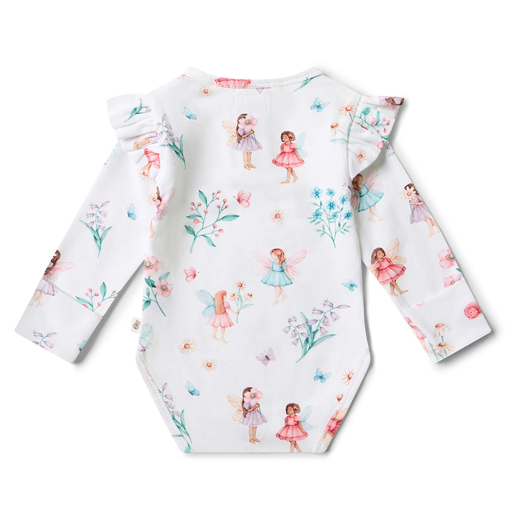Fairy Garden Long Sleeve Organic Bodysuit with Frill - View 10