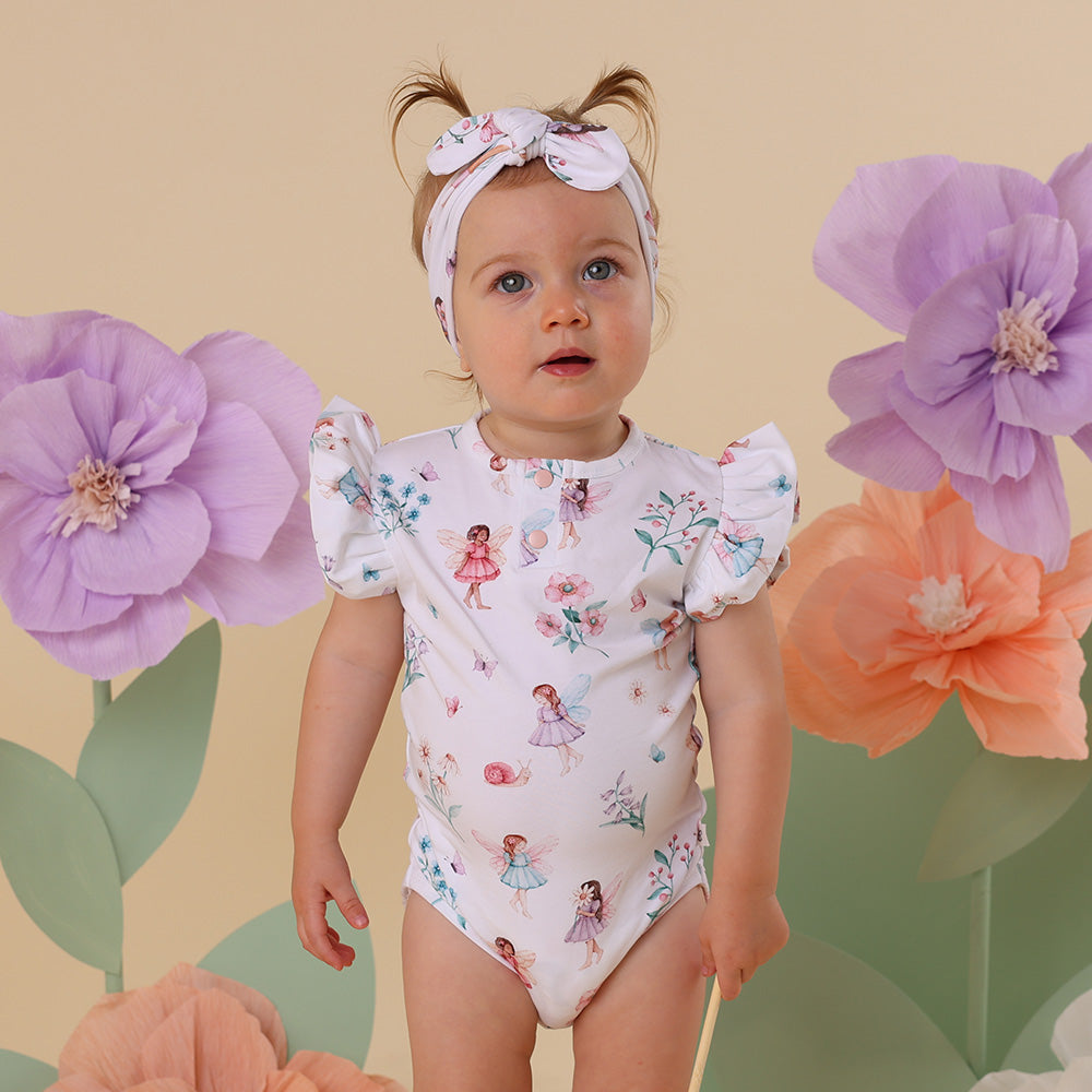 Fairy Garden Short Sleeve Organic Bodysuit with Frill - View 3