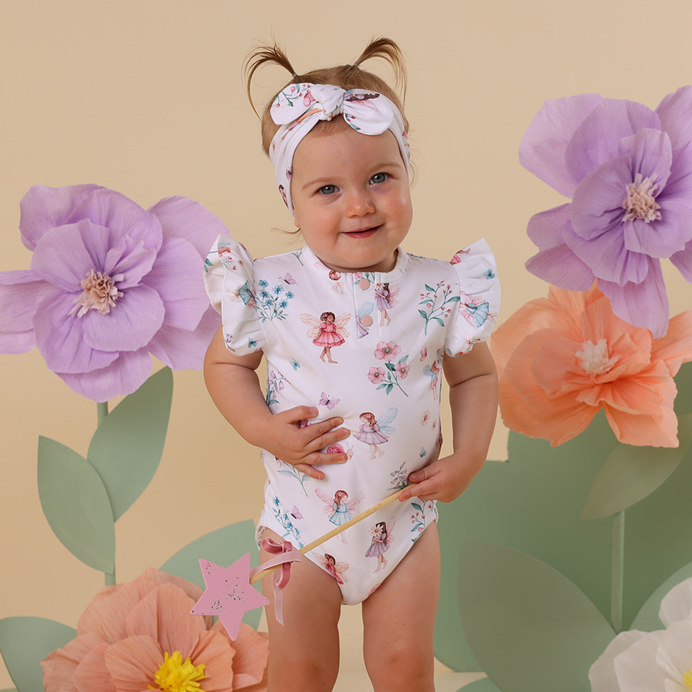 Fairy Garden Short Sleeve Organic Bodysuit with Frill - View 9