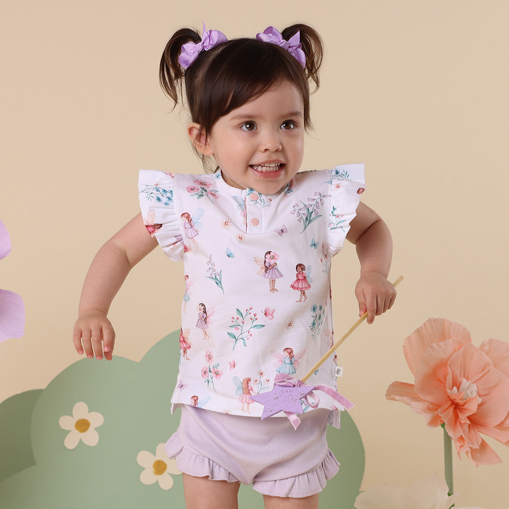 Fairy Garden Organic Short Sleeve Top with Frill - View 6