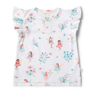 Fairy Garden Organic Short Sleeve Top with Frill | Snuggle Hunny