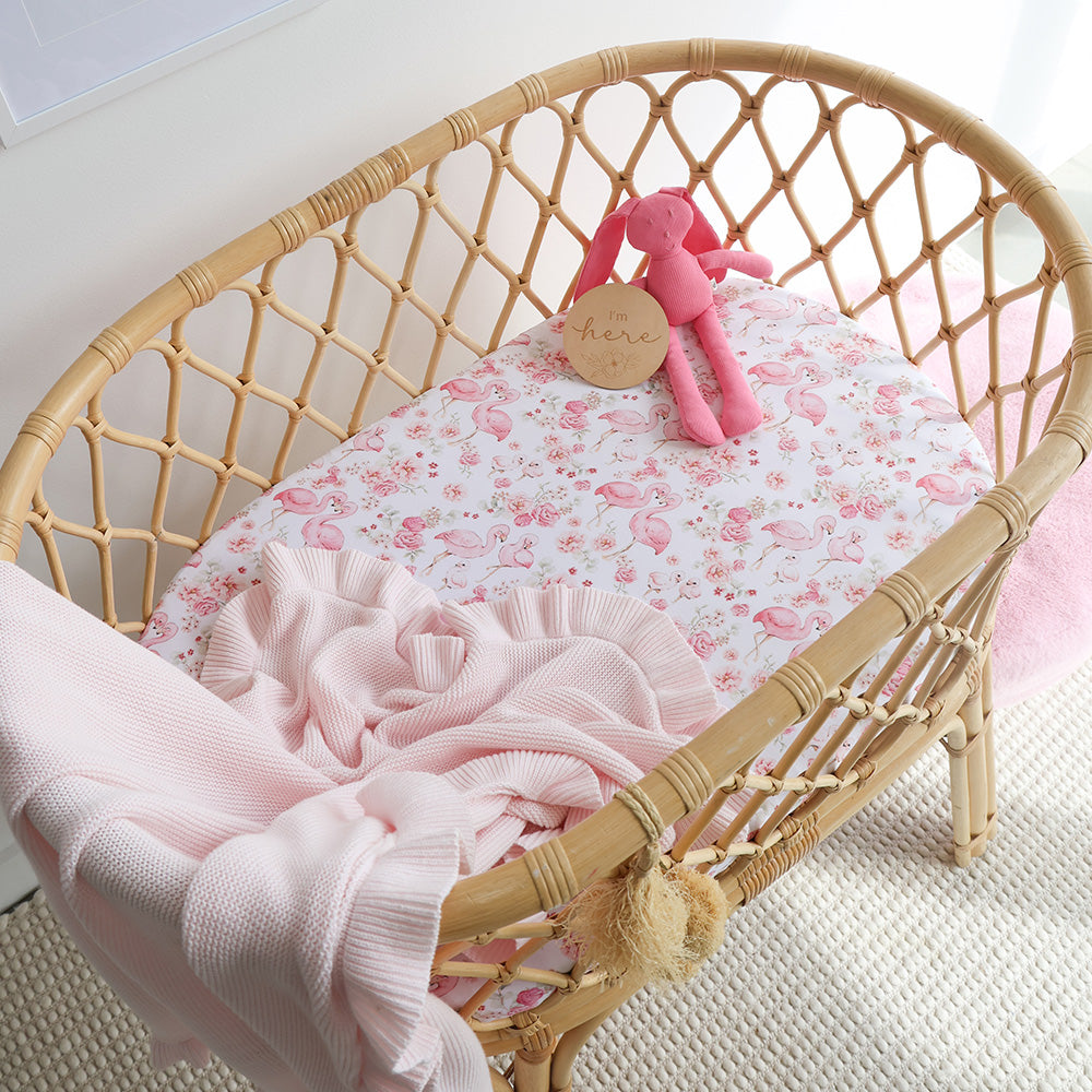 Flamingos Organic Bassinet Sheet / Change Pad Cover - View 1