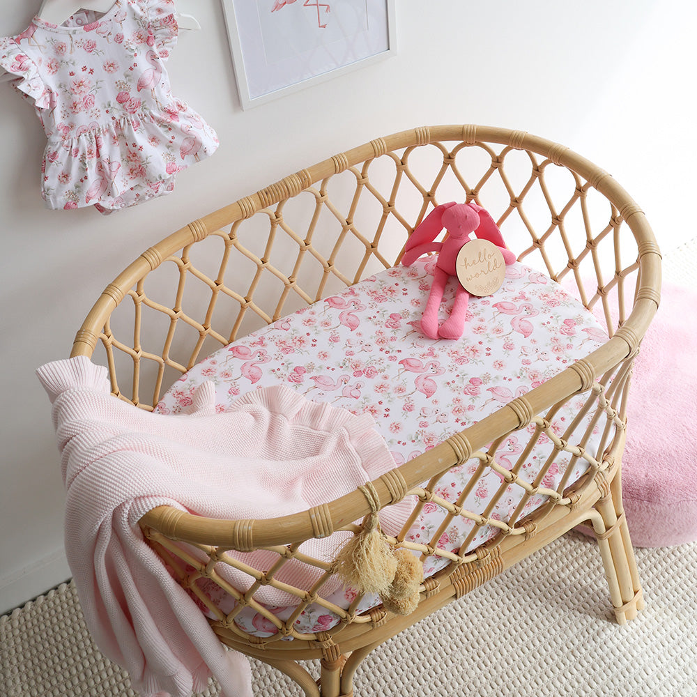 Flamingos Organic Bassinet Sheet / Change Pad Cover - View 6