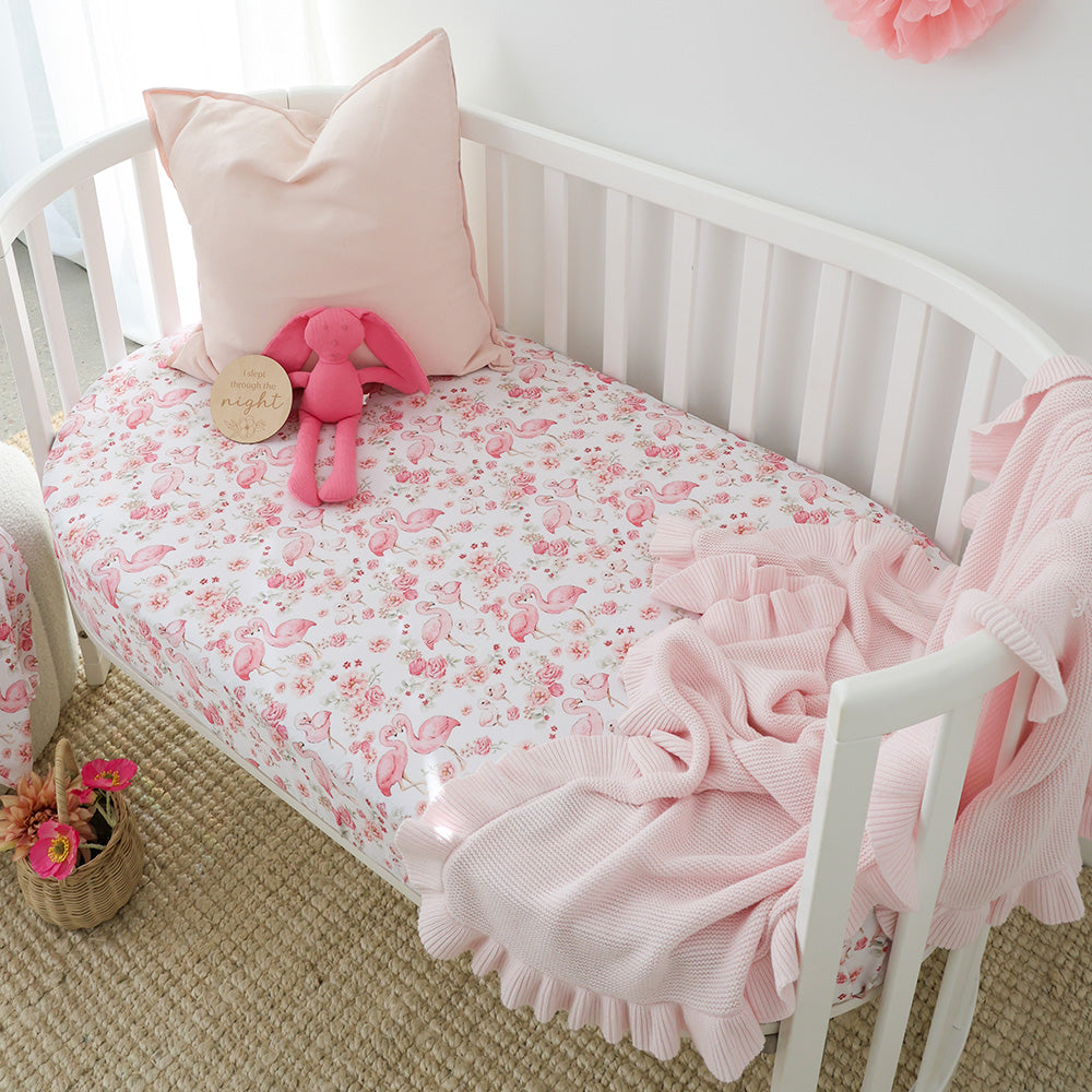 Flamingos Organic Fitted Cot Sheet - View 1