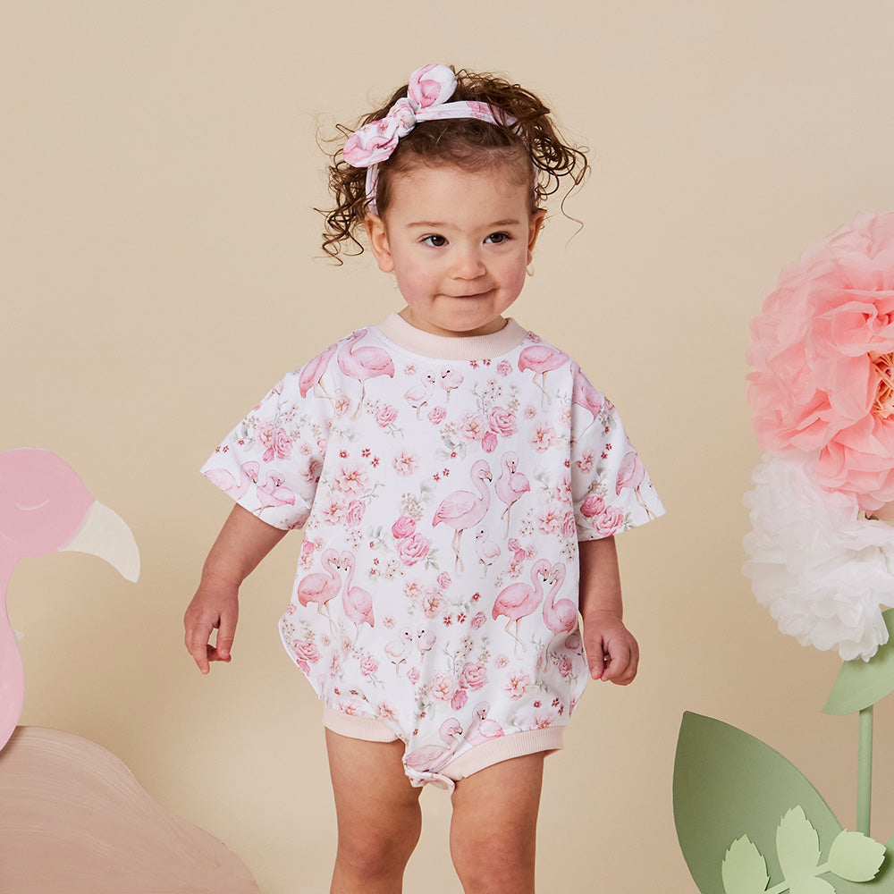 Flamingos Organic Oversized Romper - View 4