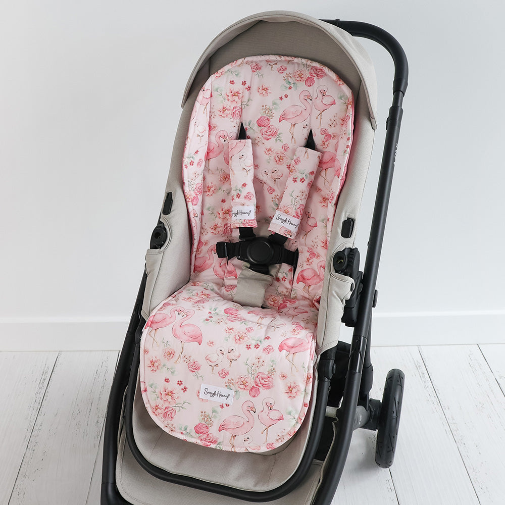 Bundle - Flamingos Pram Liner & Strap Cover Set - View 2