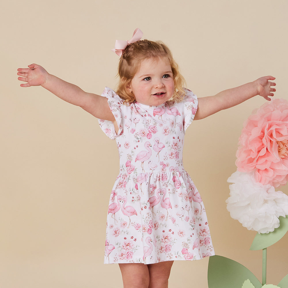 Flamingos Short Sleeve Organic Dress - View 4