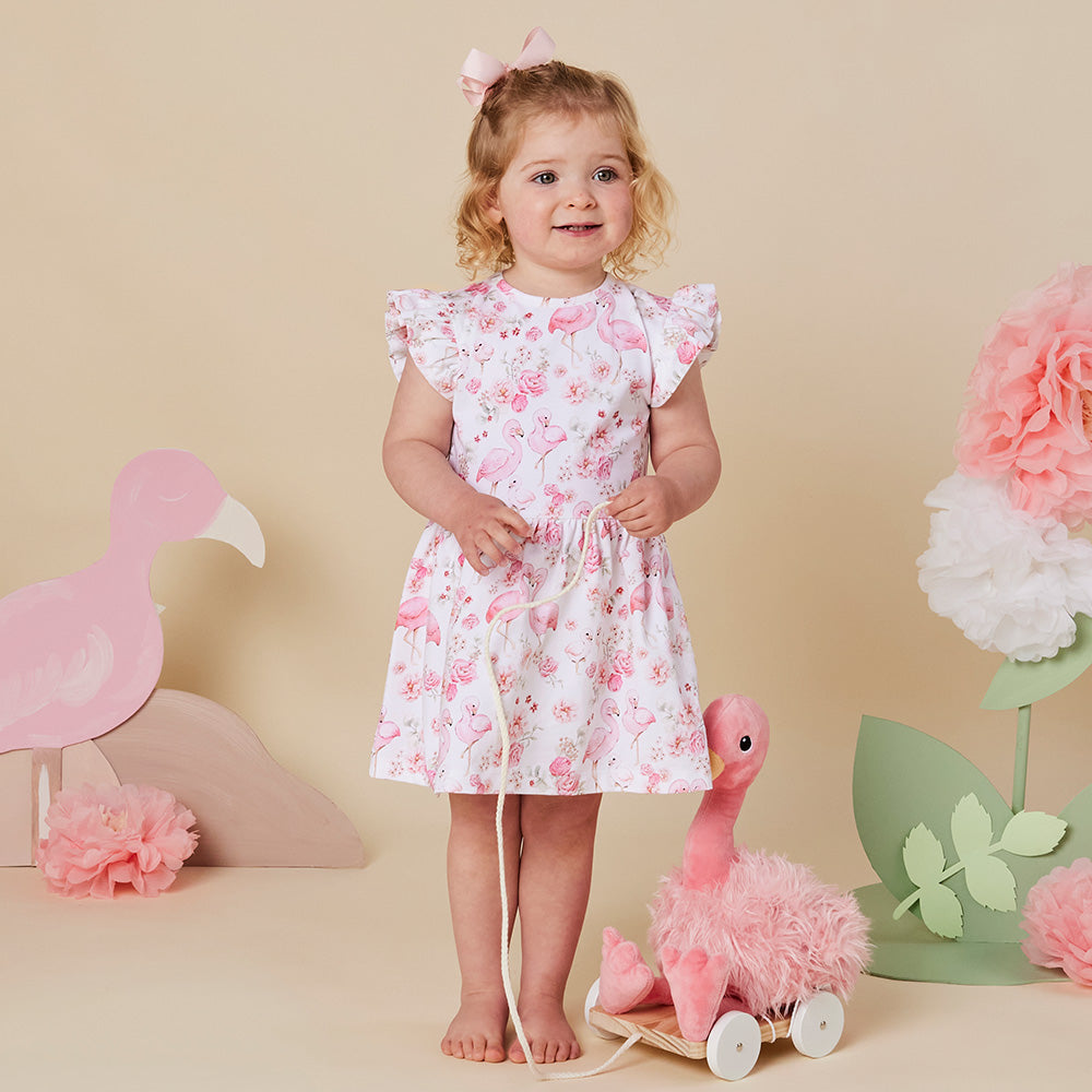 Flamingos Short Sleeve Organic Dress - View 12