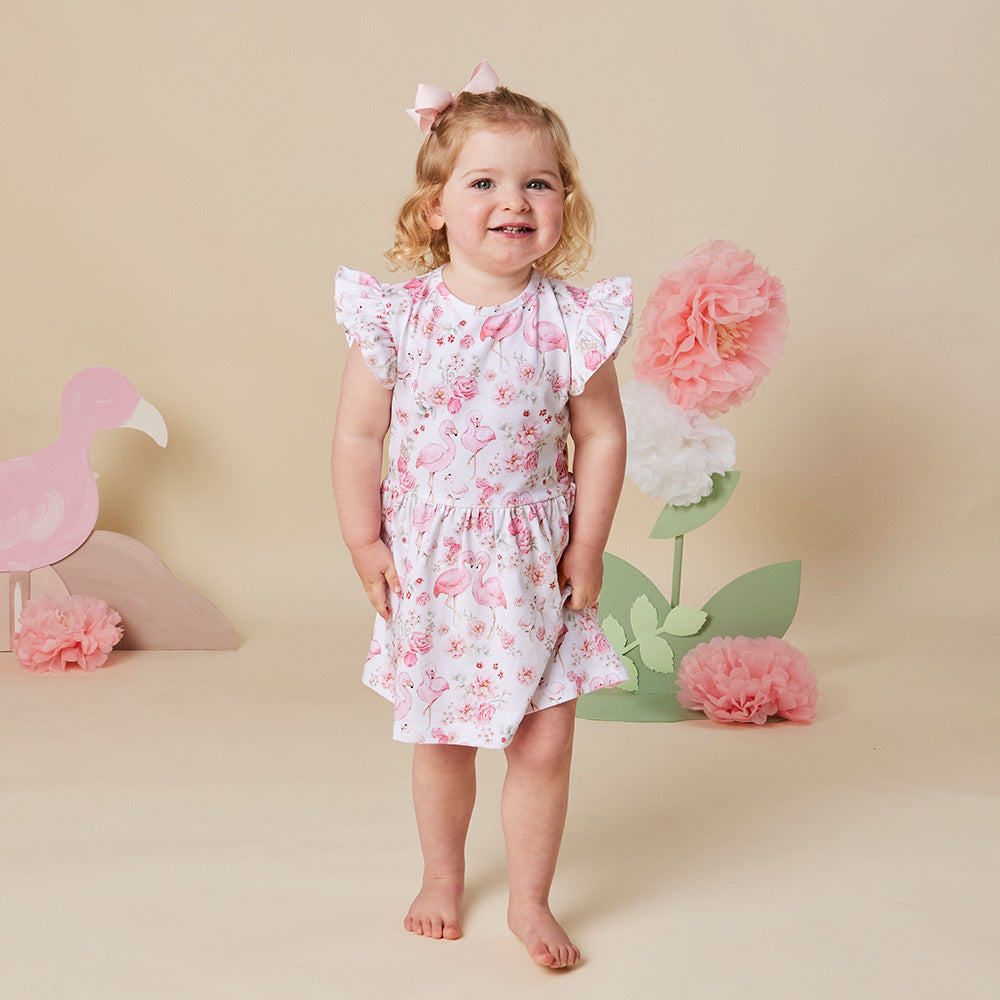Flamingos Short Sleeve Organic Dress - View 15