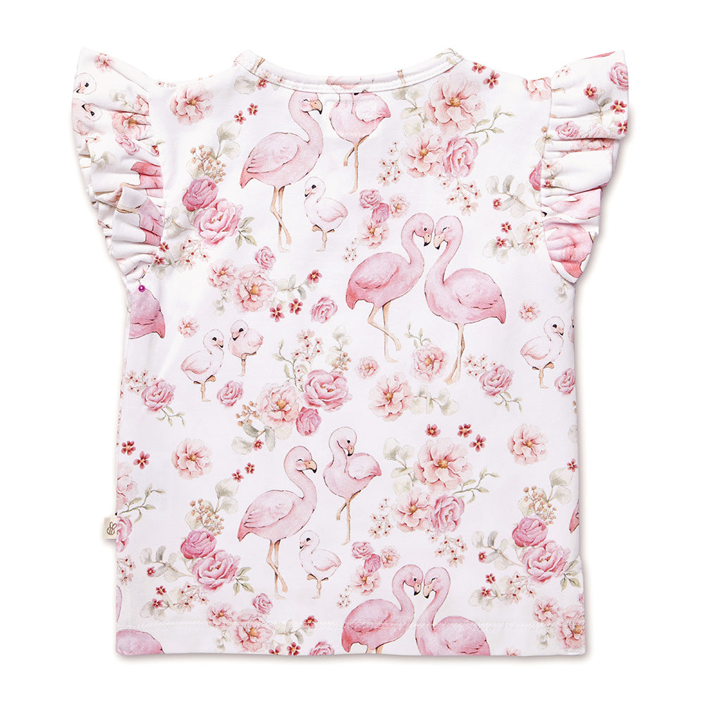 Flamingos Organic Short Sleeve Top with Frill - View 6