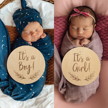 Gender Reveal Large Wooden Milestone Card | Snuggle Hunny