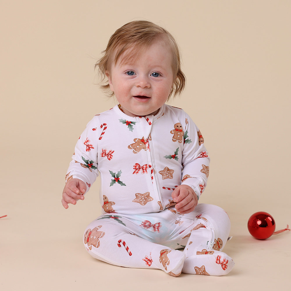 Gingerbread Organic Snuggle Sleepsuit Zip Footie - View 3