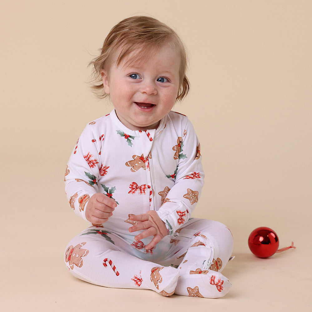Gingerbread Organic Snuggle Sleepsuit Zip Footie - View 4