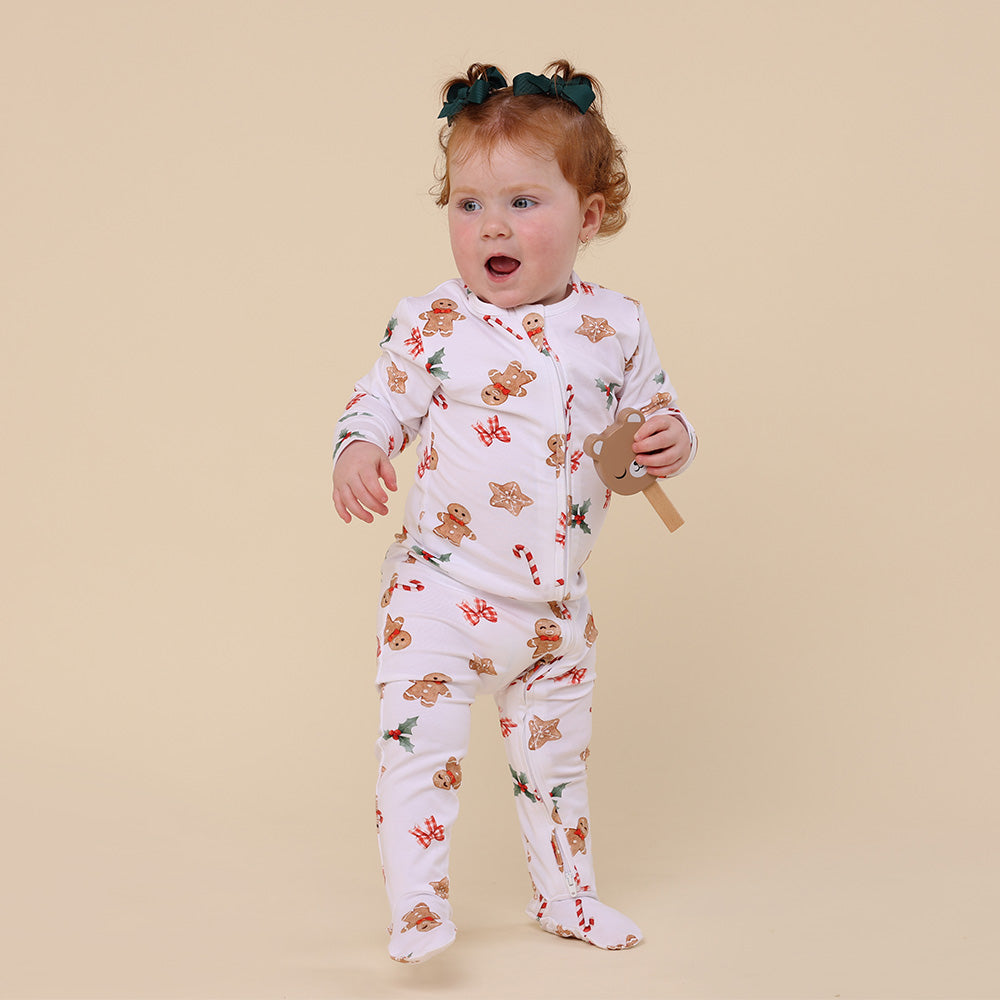 Gingerbread Organic Snuggle Sleepsuit Zip Footie - View 8
