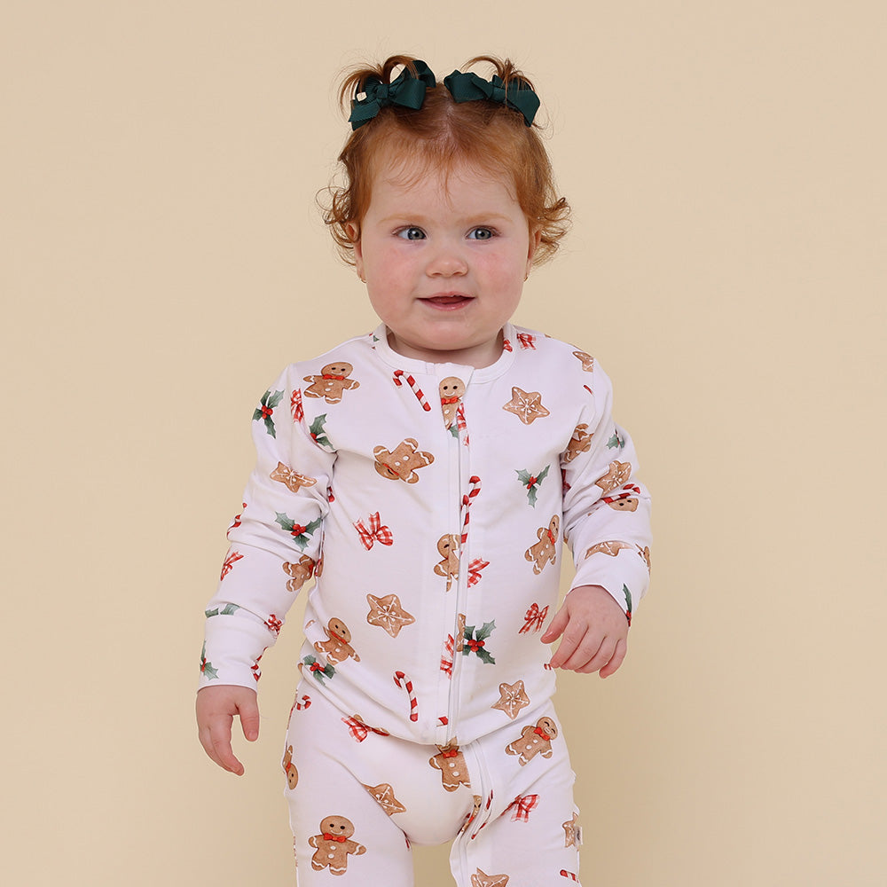 Gingerbread Organic Snuggle Sleepsuit Zip Footie - View 9