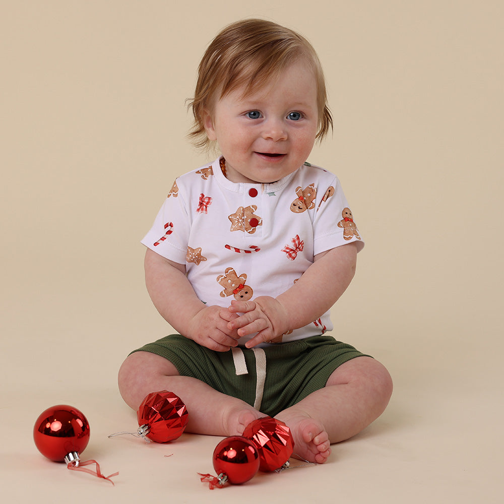 Gingerbread Short Sleeve Organic Bodysuit - View 3