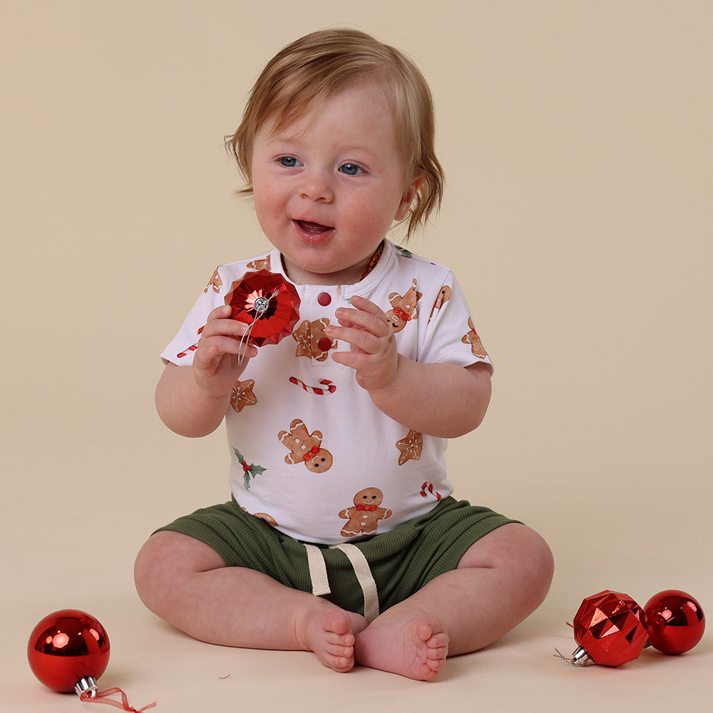 Gingerbread Short Sleeve Organic Bodysuit - View 5