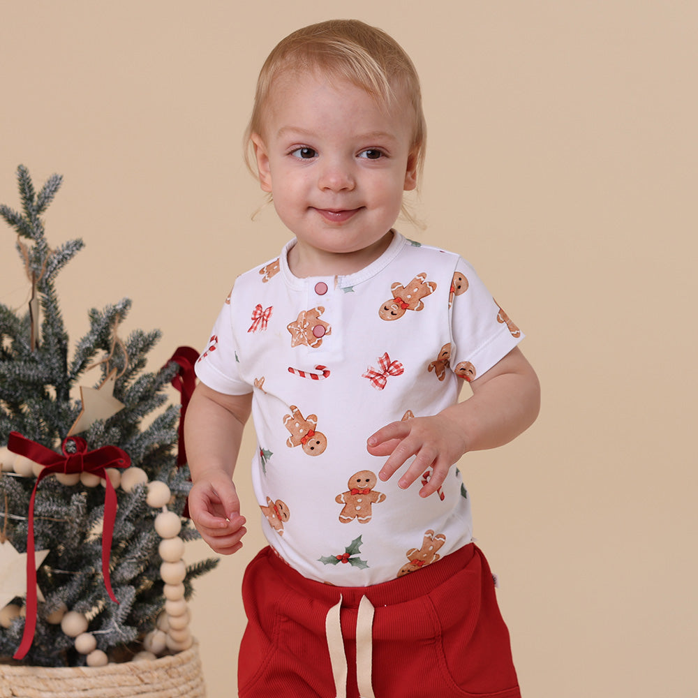 Gingerbread Short Sleeve Organic Bodysuit - View 7