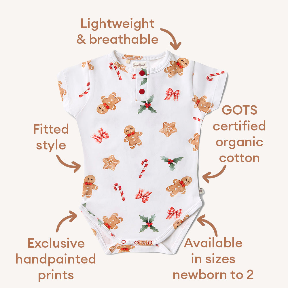 Gingerbread Short Sleeve Organic Bodysuit - View 4