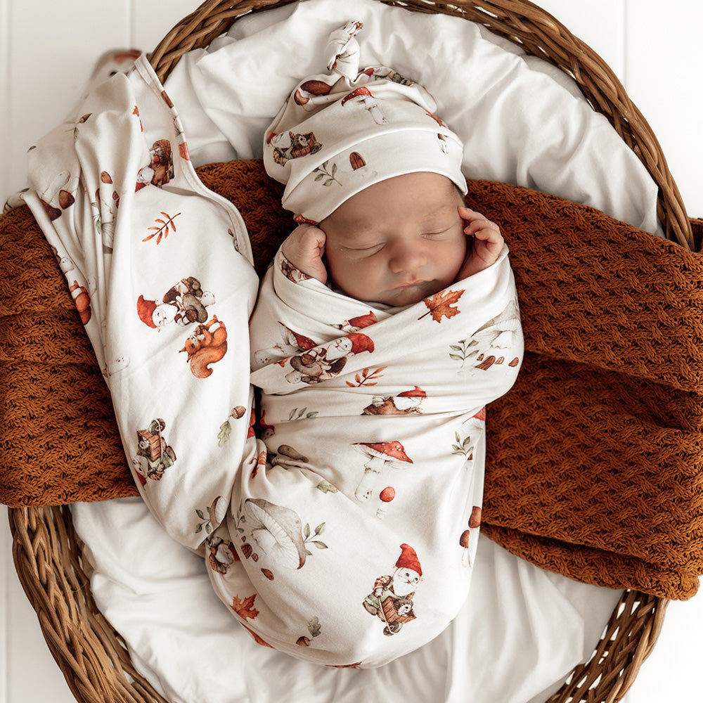 Gnomes Organic Jersey Wrap & Beanie Set - View 1