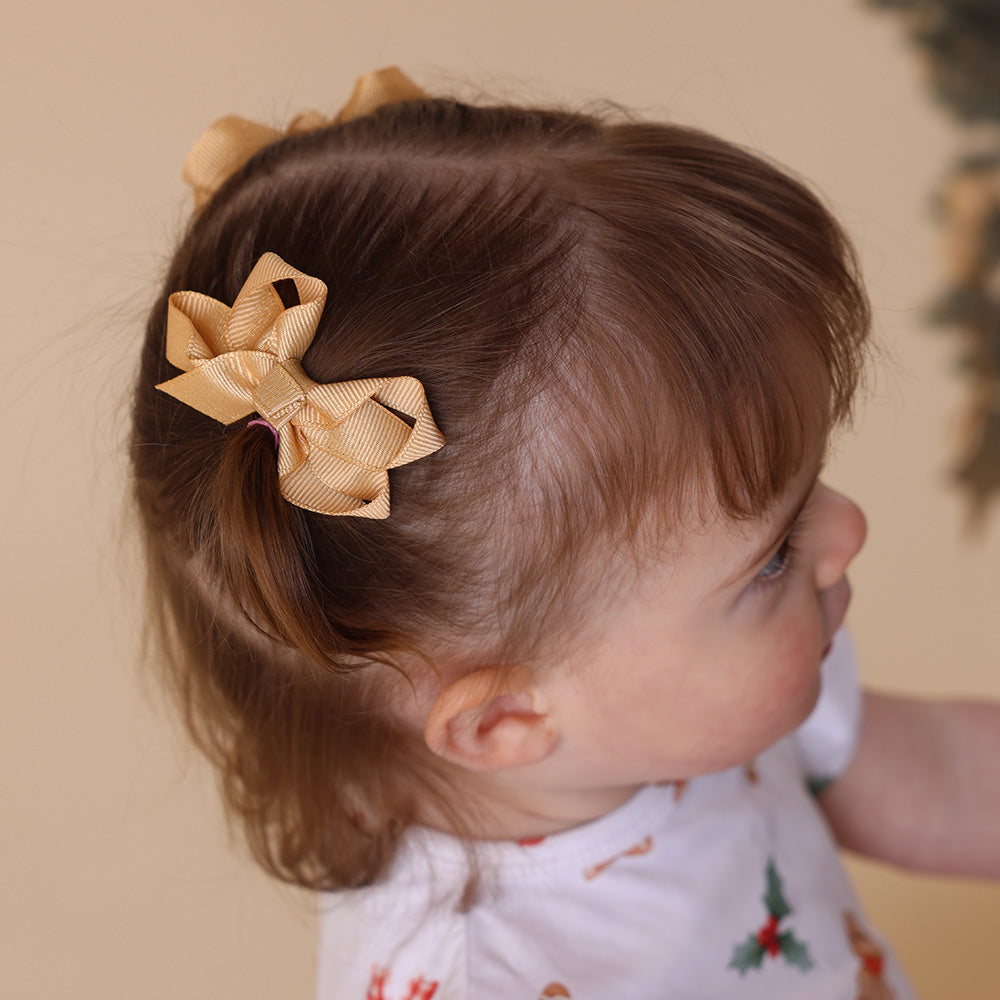 Gold Piggy Tail Hair Clips - Pair - View 4