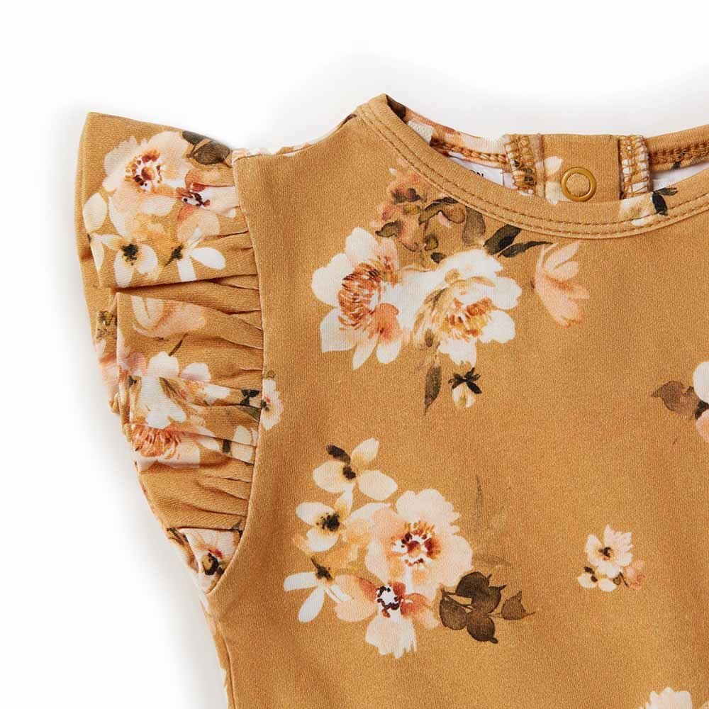 Golden Flower Short Sleeve Organic Dress - View 4