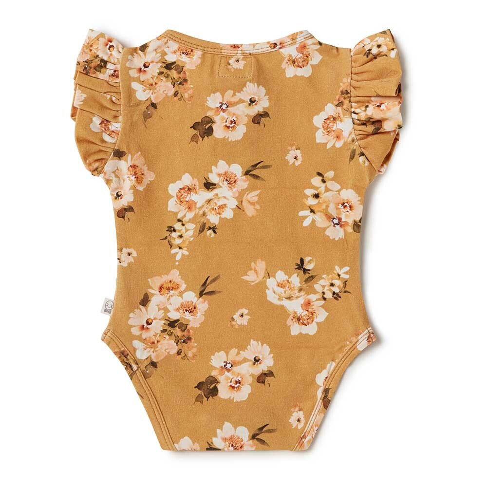 Golden Flower Short Sleeve Organic Bodysuit - View 5