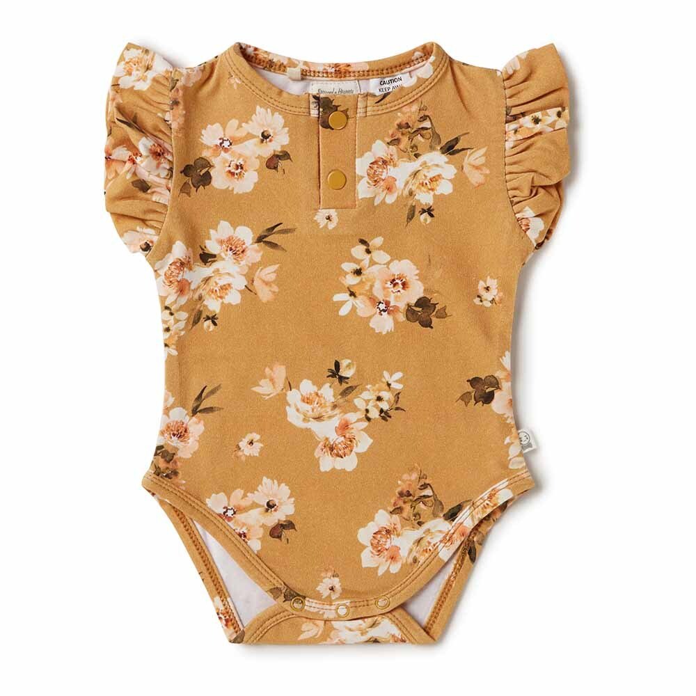 Golden Flower Short Sleeve Organic Bodysuit - View 2