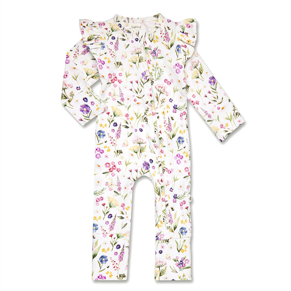 Gracie Organic Snugglesuit Convertible Romper with Frill - View 2