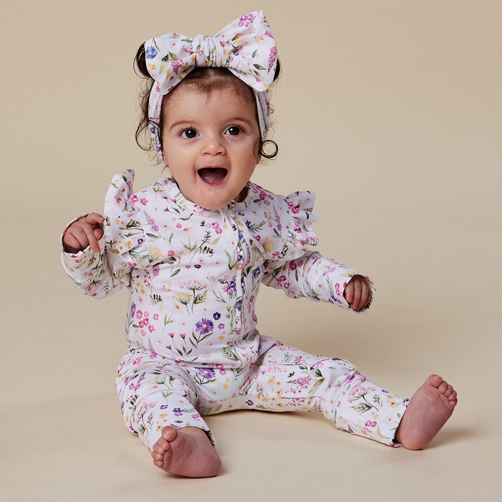 Gracie Organic Snugglesuit Convertible Romper with Frill - View 10