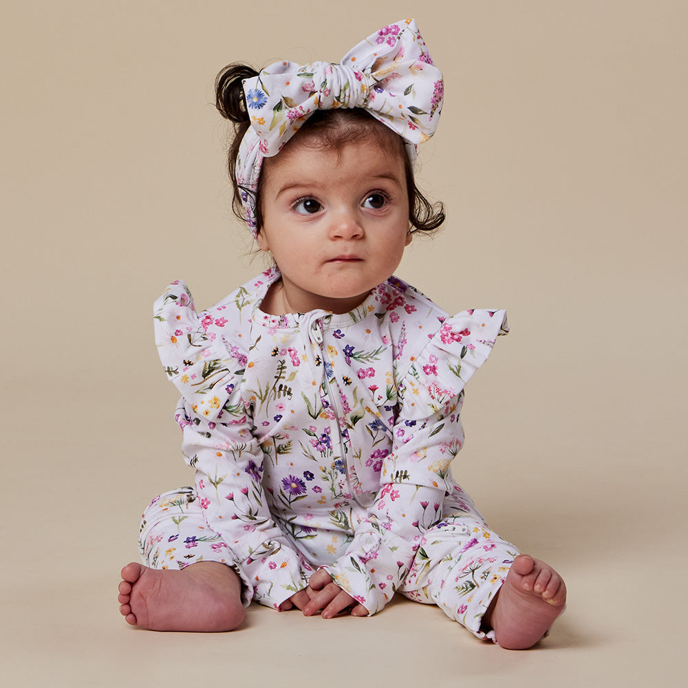 Gracie Organic Snugglesuit Convertible Romper with Frill - View 5