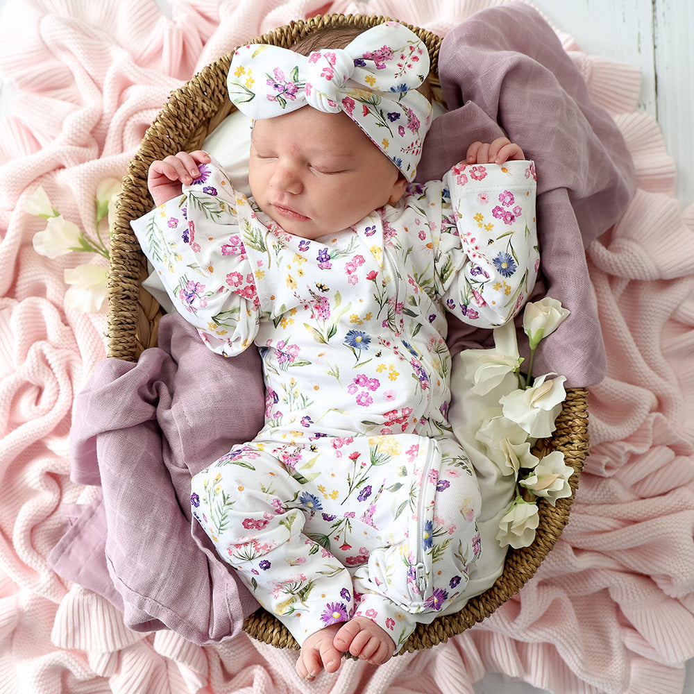 Gracie Organic Snugglesuit Convertible Romper with Frill - View 12
