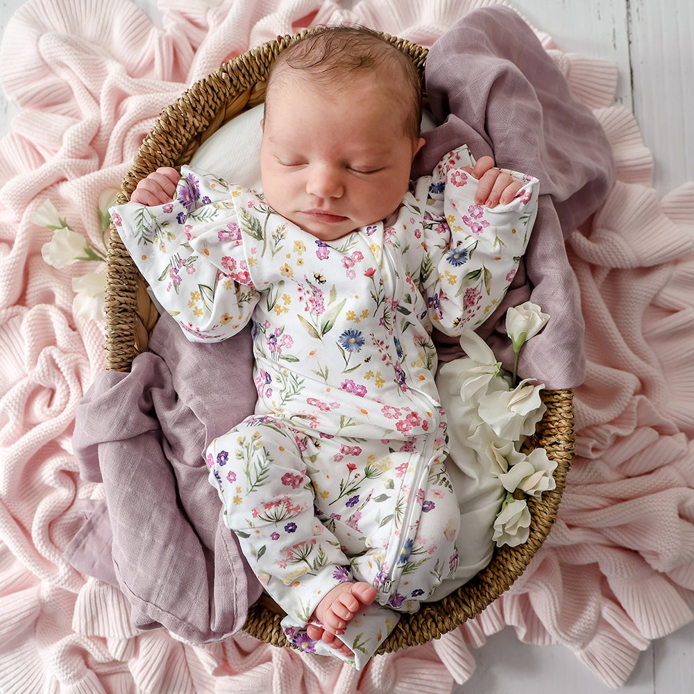 Gracie Organic Snugglesuit Convertible Romper with Frill - View 19